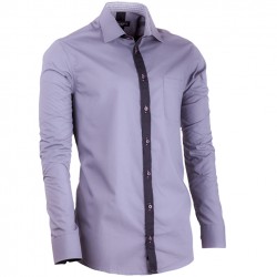 Prodloužená pánská košile šedá slim fit Assante 20718