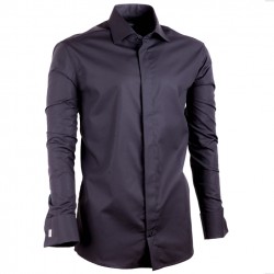 Černá prodloužená košile na manžetový knoflíček slim fit Assante 20110