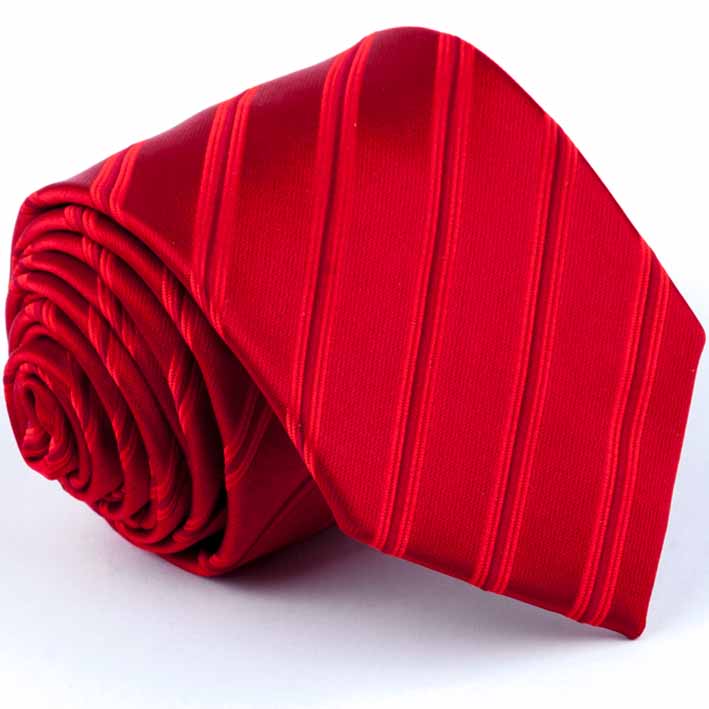 Červená kravata s pruhy
